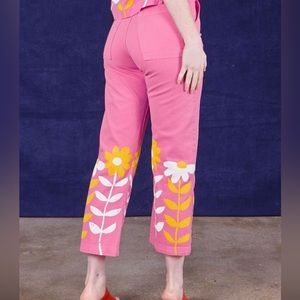 Big Bud Press Daisy Paint Stamp Work Pants in Pink size XS